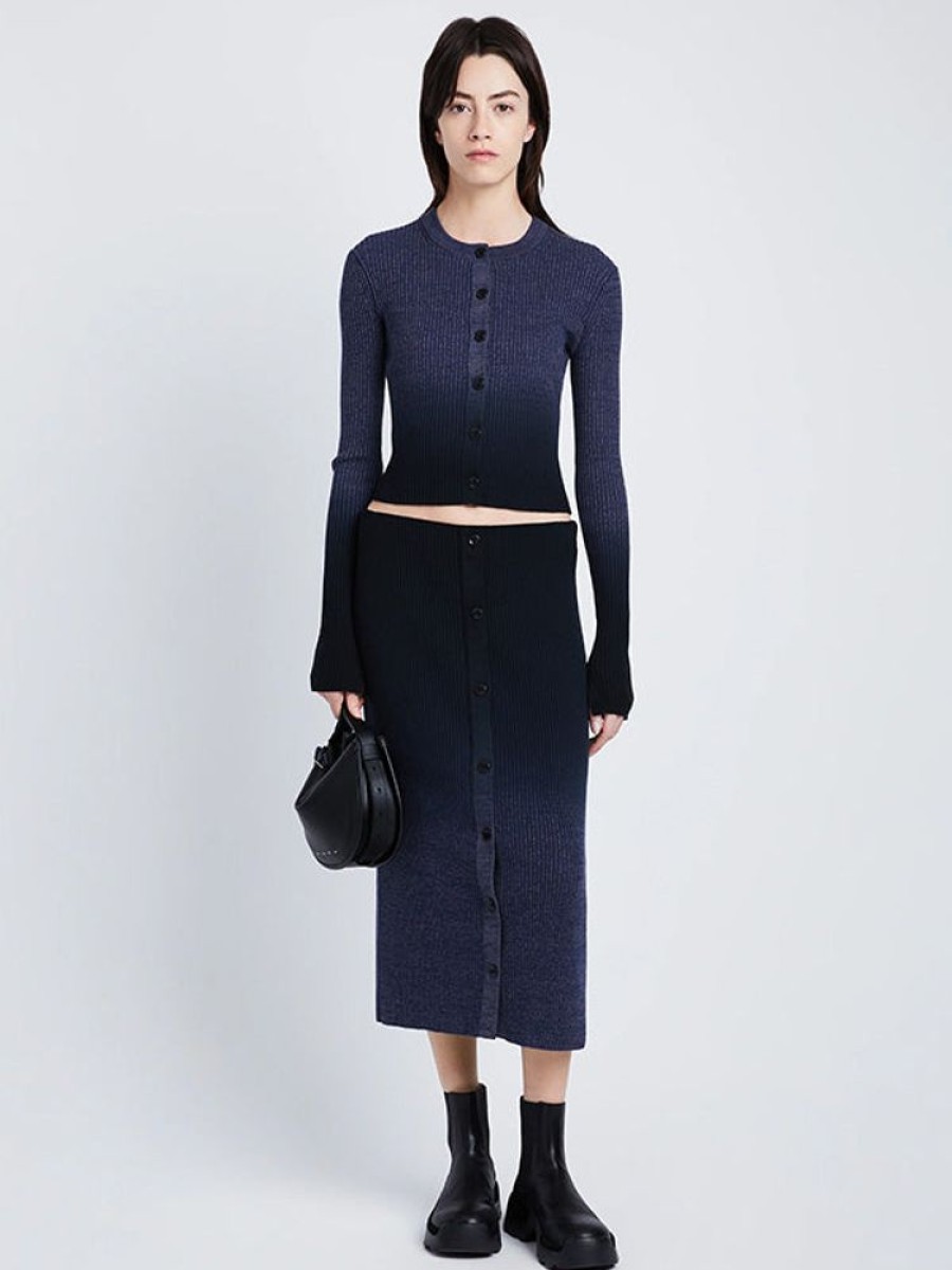 PROENZA SCHOULER WHITE LABEL Gradient Marl Knit Skirt In Steel Grey