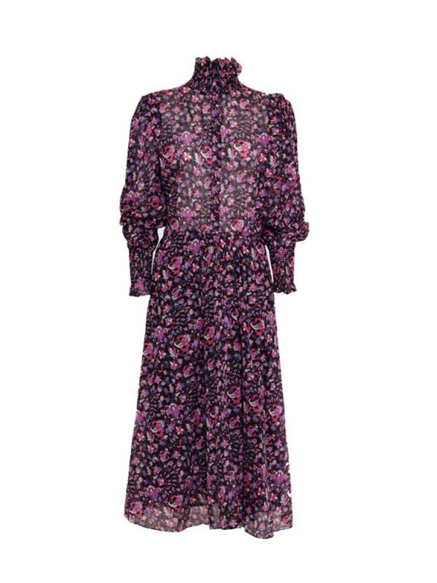 ISABEL MARANT ETOILE Galoa Dress In Midnight/Pink