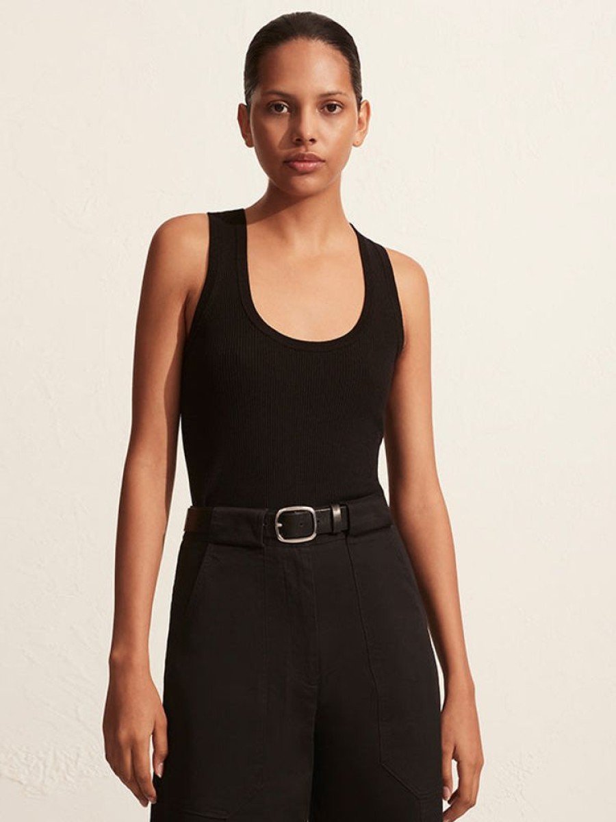 MATTEAU Ribbed Tank In Black