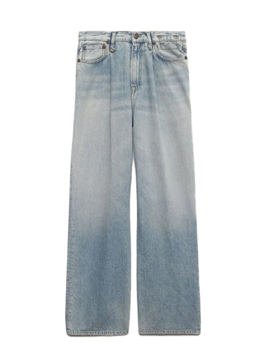 R13 Damon Pleated Wide Leg In Lennon Blue