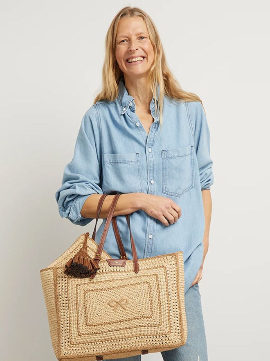 ANYA HINDMARCH Bow Tote In Natural Raffia