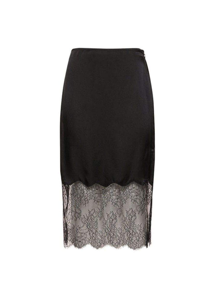 ANINE BING Amelie Silk Skirt In Black