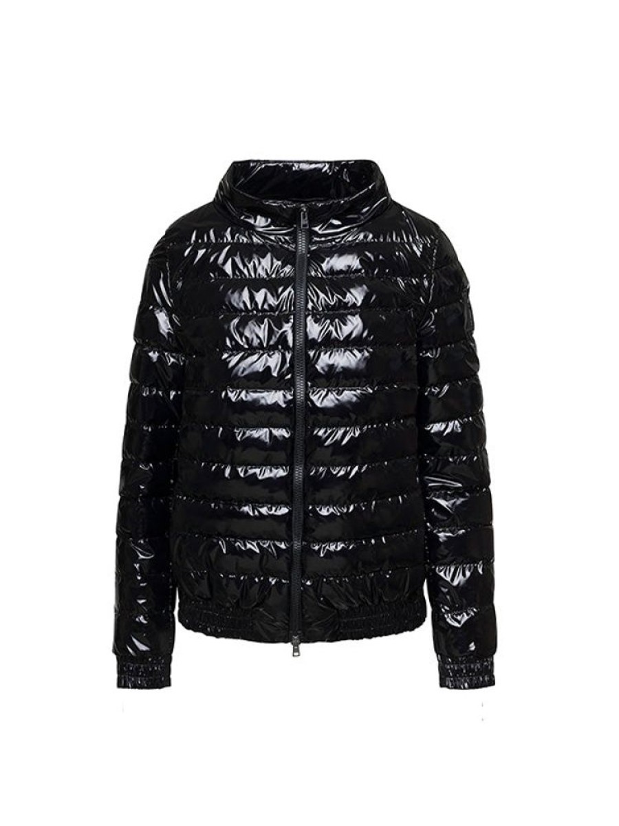 HERNO Quilted Gloss Bomber Jacket In Black