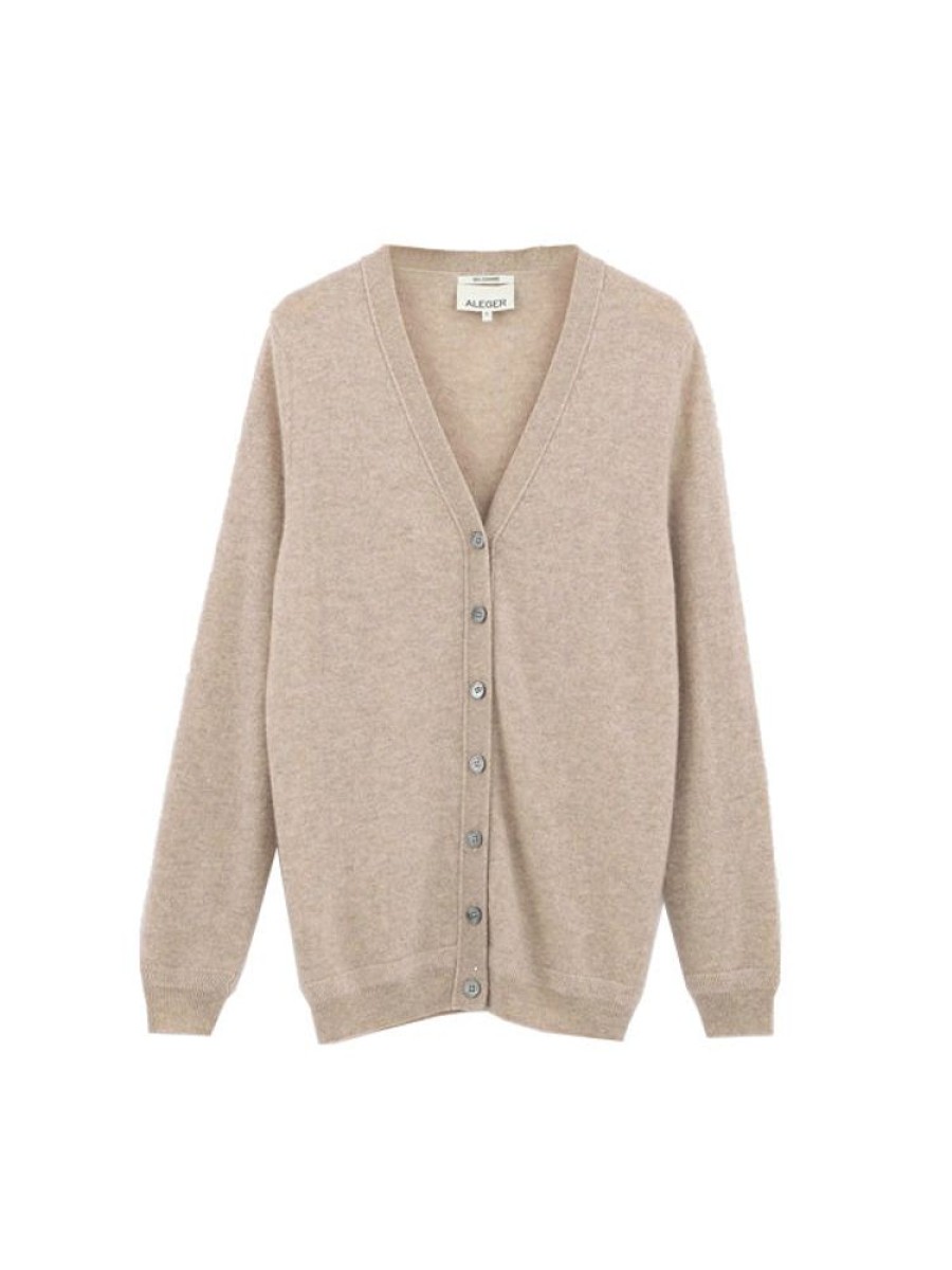 ALEGER CASHMERE N.05 Cashmere Oversized Cardigan In Champagne