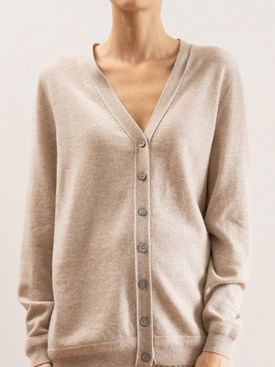 ALEGER CASHMERE N.05 Cashmere Oversized Cardigan In Champagne