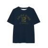 ANINE BING Toni Tee Reversible In Washed Navy And Off White