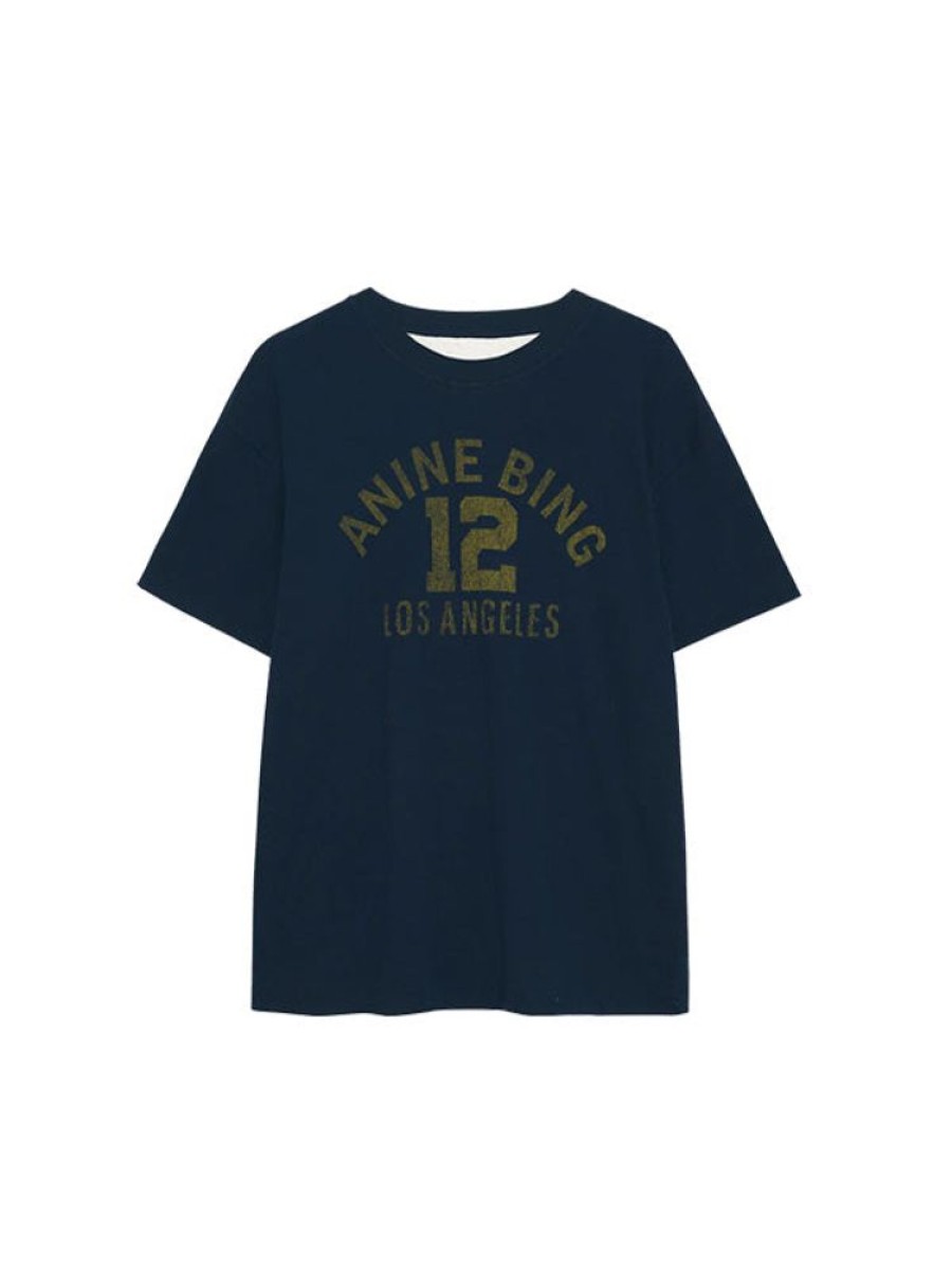 ANINE BING Toni Tee Reversible In Washed Navy And Off White