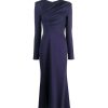 ROLAND MOURET Long Sleeve Stretch Dress In Navy