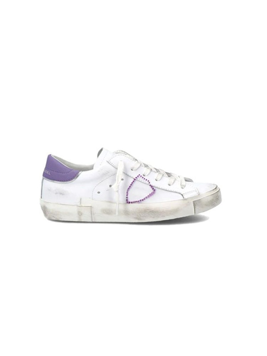 PHILIPPE MODEL Prsx Low Sneaker In Blanc Violet