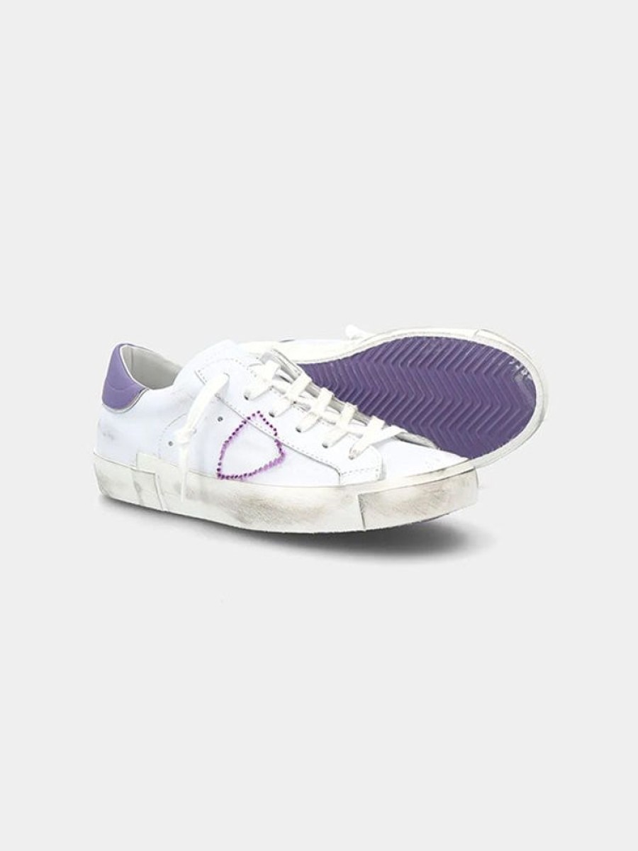 PHILIPPE MODEL Prsx Low Sneaker In Blanc Violet