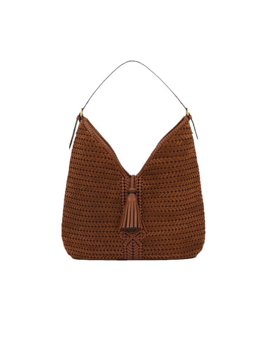 ANYA HINDMARCH The Neeson Tassel Hobo In Cedar Suede