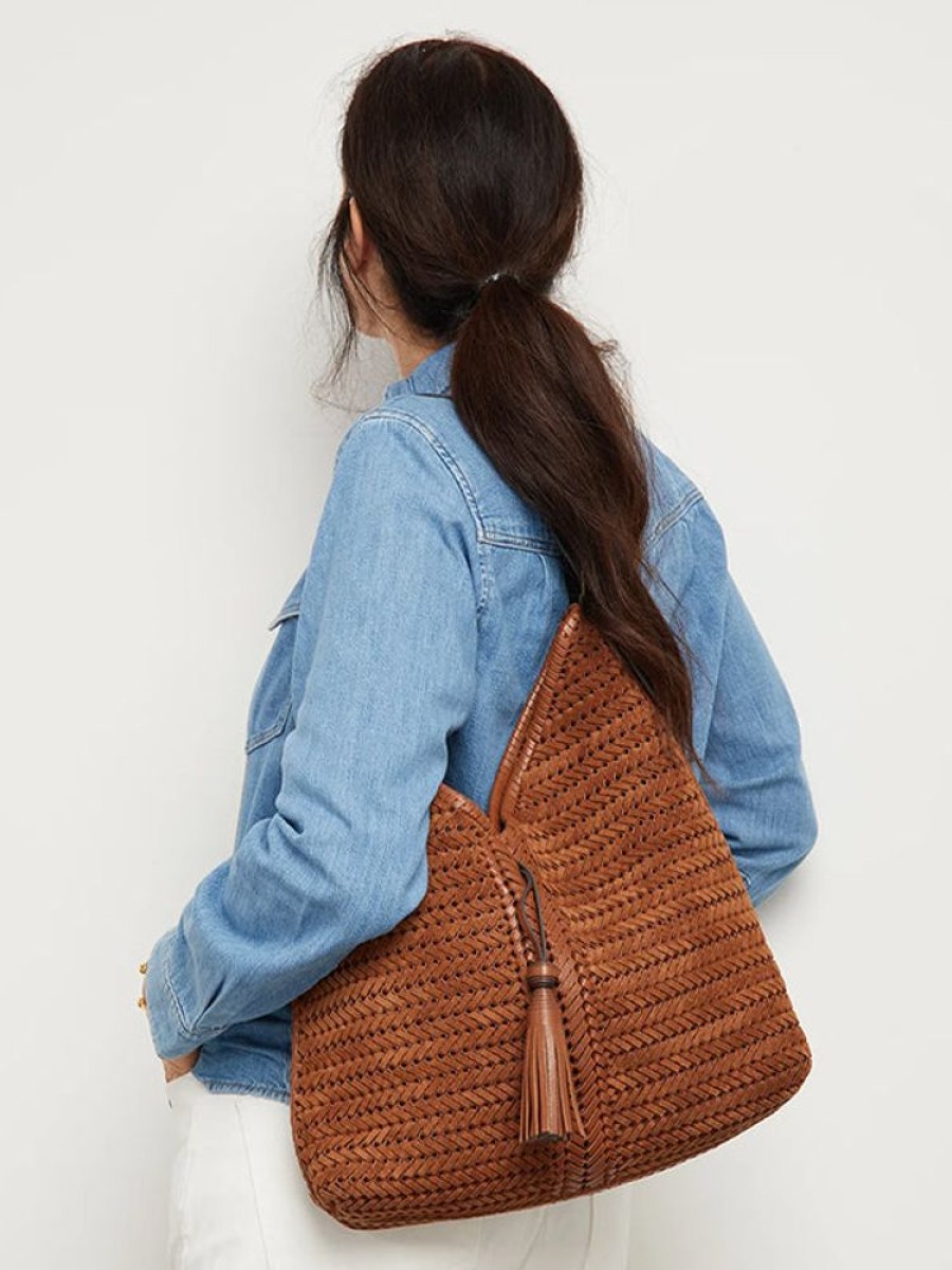 ANYA HINDMARCH The Neeson Tassel Hobo In Cedar Suede