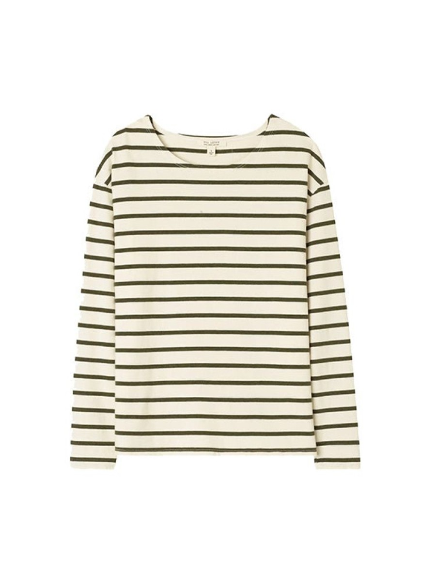 NILI LOTAN Arlette Long Sleeve Shirt In Olive Stripe