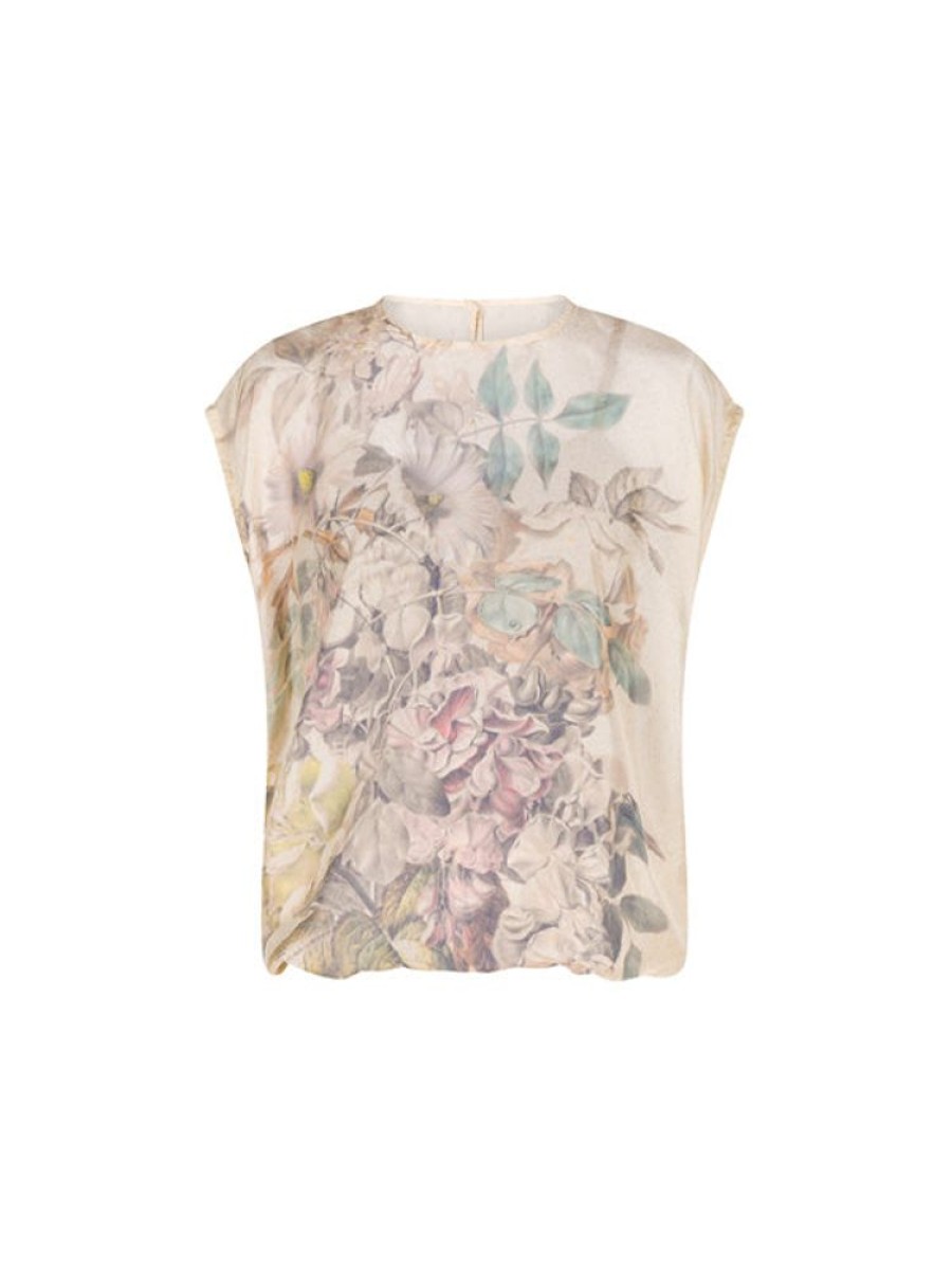 DRIES VAN NOTEN Capo Printed Silk Top In Ecru