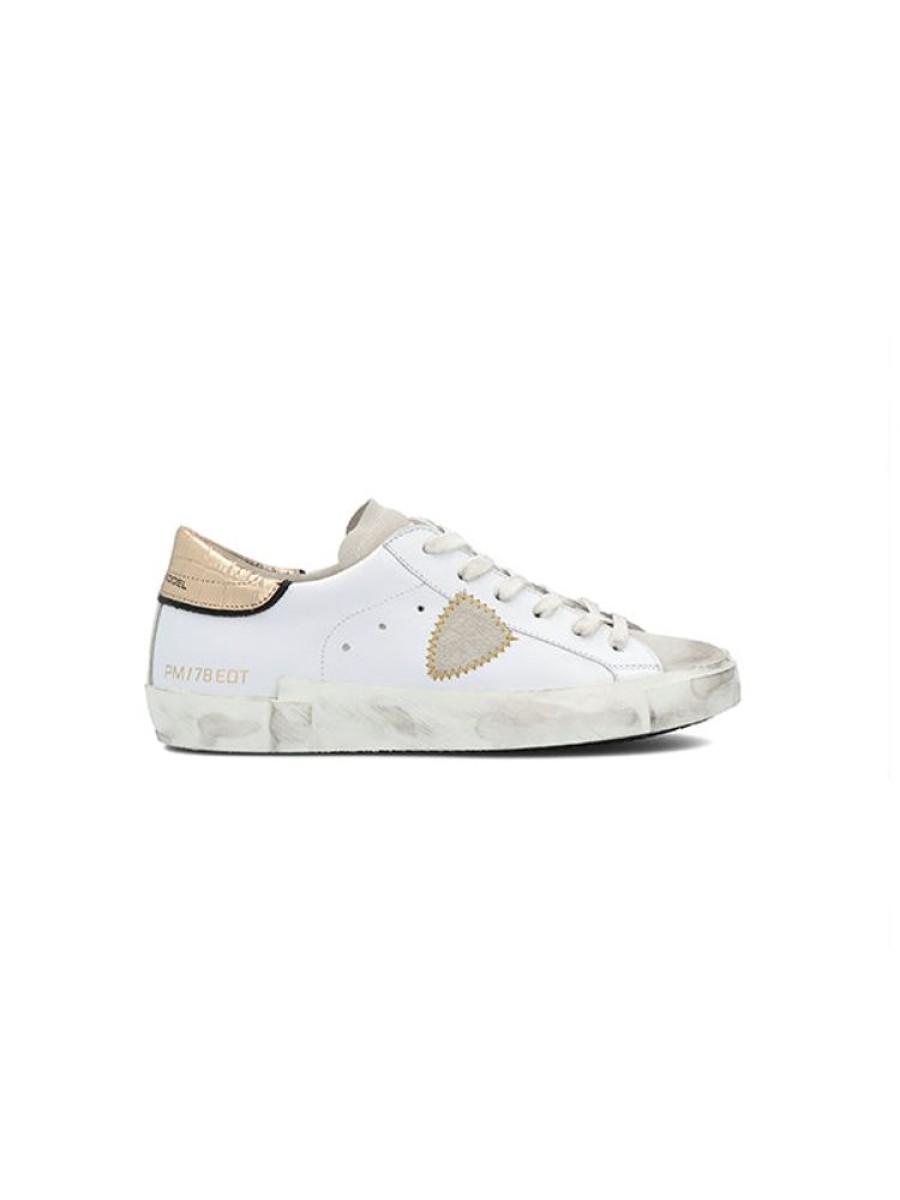 PHILIPPE MODEL Prsx Low In Veau Croco Blanc