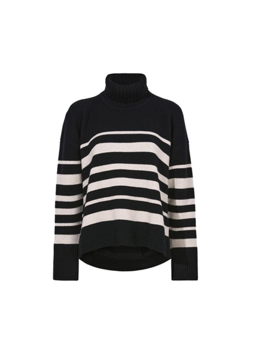 PROENZA SCHOULER Sandra Turtleneck In Black Striped Cashmere