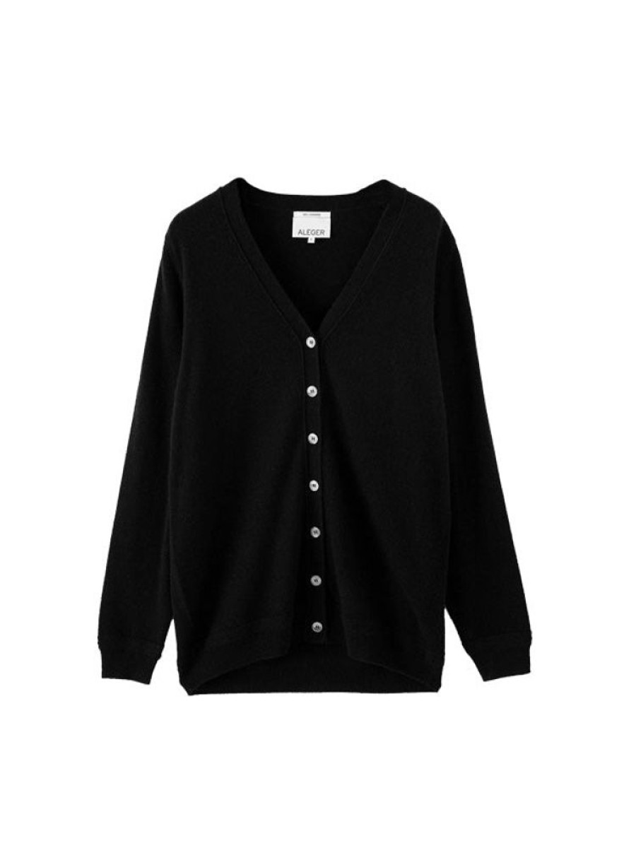 ALEGER CASHMERE N.05 Cashmere Oversized Cardigan In Black