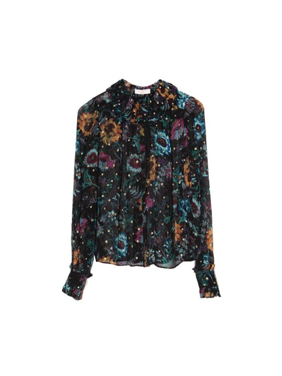 ULLA JOHNSON Pippa Blouse In Black Iris