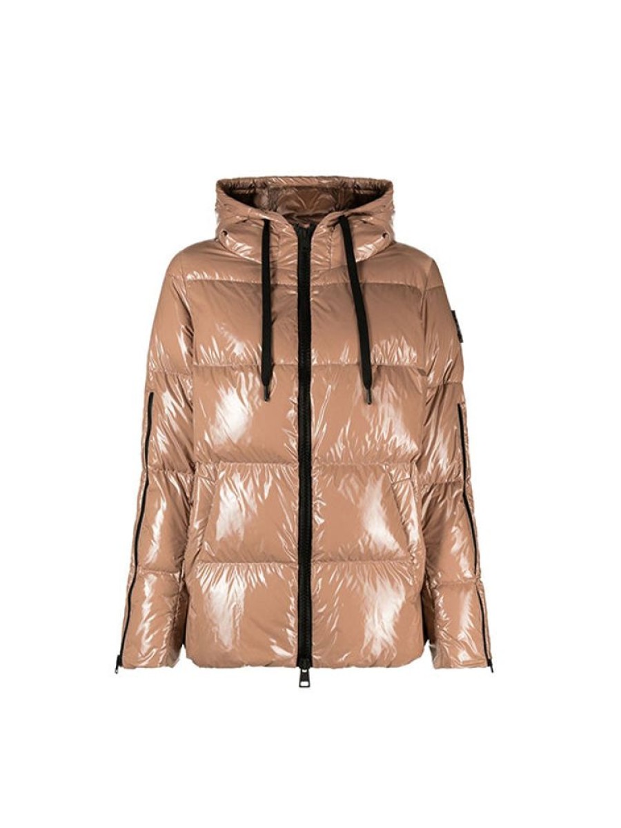 HERNO Glossy Down Jacket In Macadamia