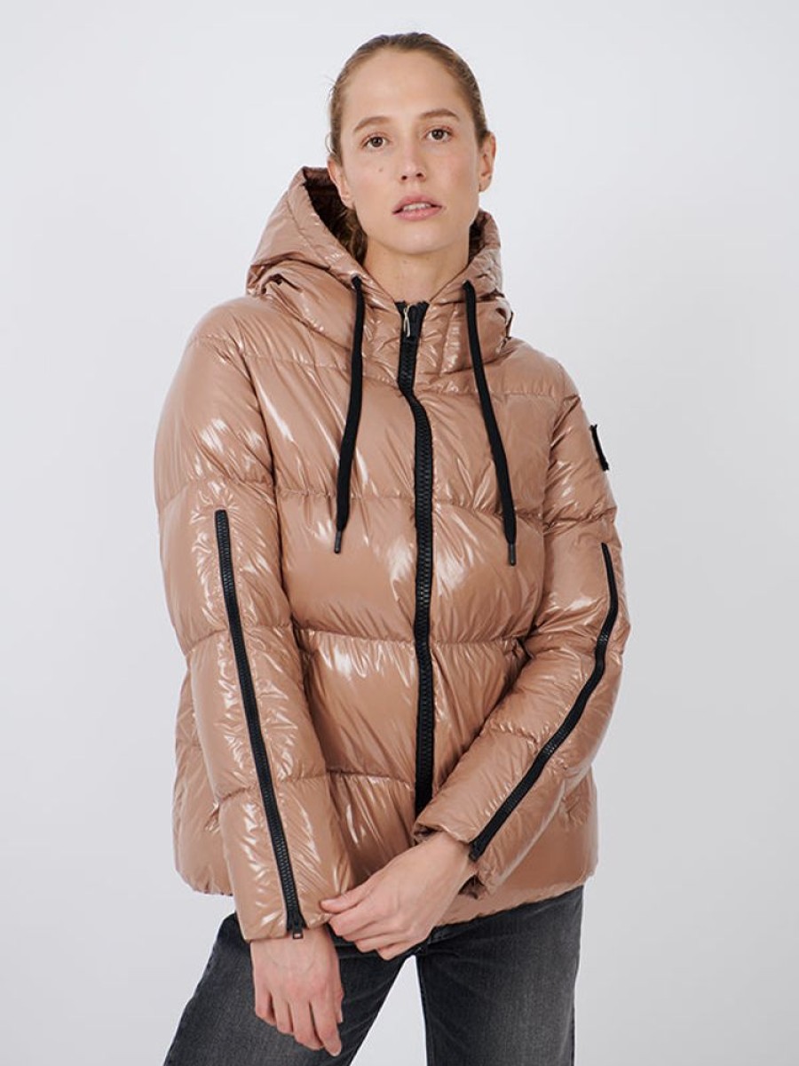 HERNO Glossy Down Jacket In Macadamia