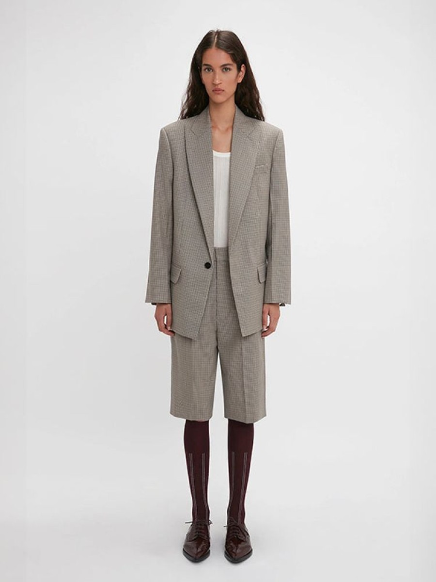 VICTORIA BECKHAM Peak Lapel Jacket In Dogstooth Check