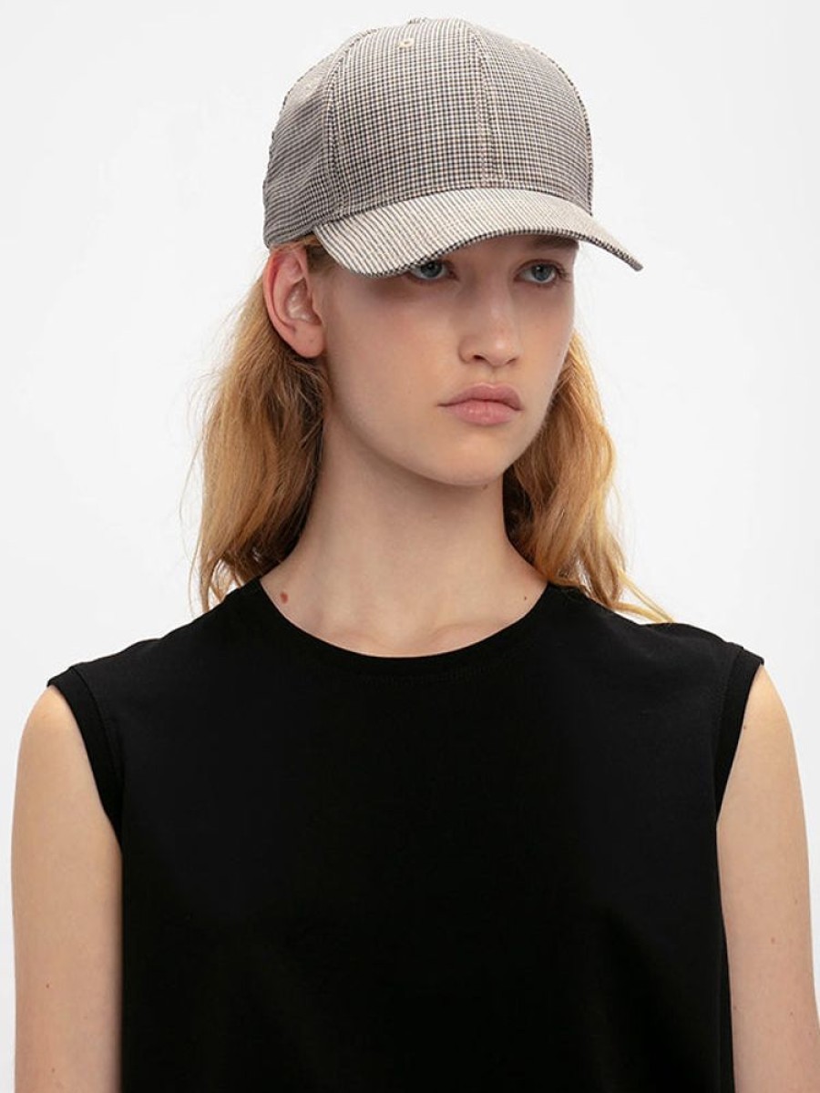 VICTORIA BECKHAM Logo Cap In Dogstooth Check