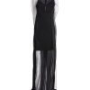 VICTORIA BECKHAM Sheer Wave Panel Floorlength Dress In Black