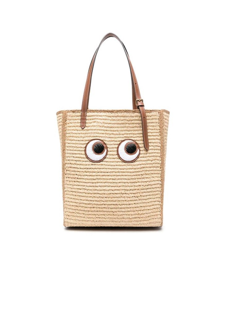 ANYA HINDMARCH Tote Small Eyes In Natural Raffia