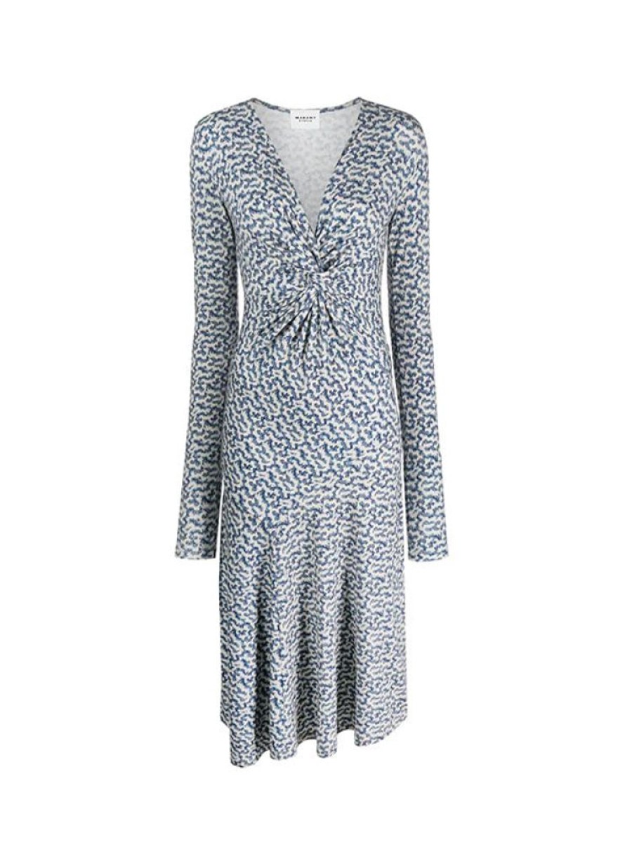 ISABEL MARANT ETOILE Lania Dress In Blue/Ecru