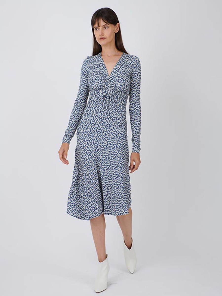 ISABEL MARANT ETOILE Lania Dress In Blue/Ecru