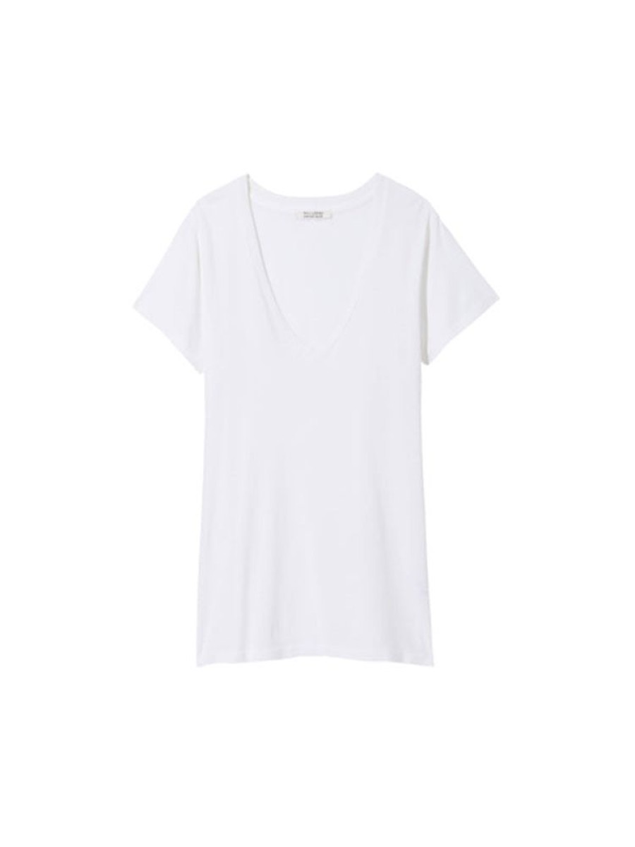 NILI LOTAN Carol V-Neck Tee Shirt In White