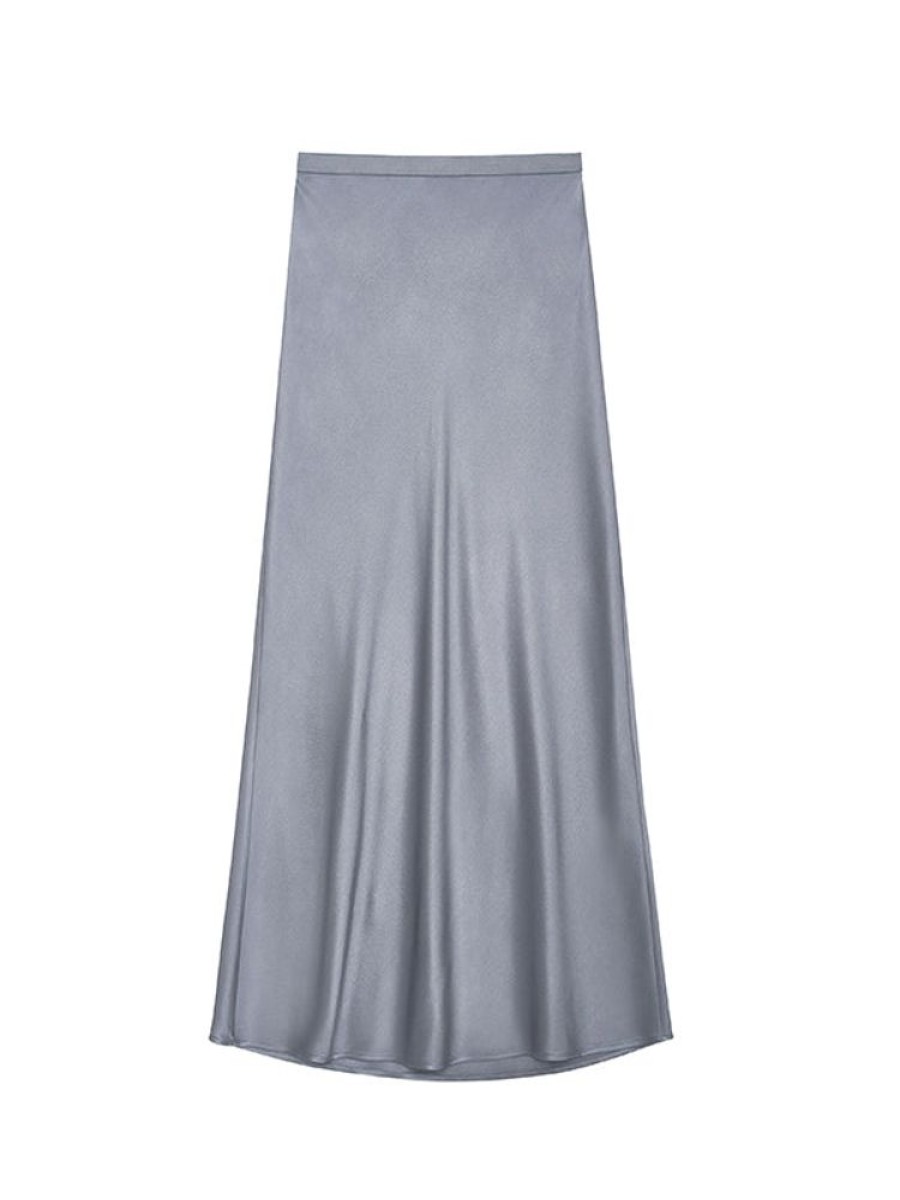 ANINE BING Bar Silk Skirt In Grey