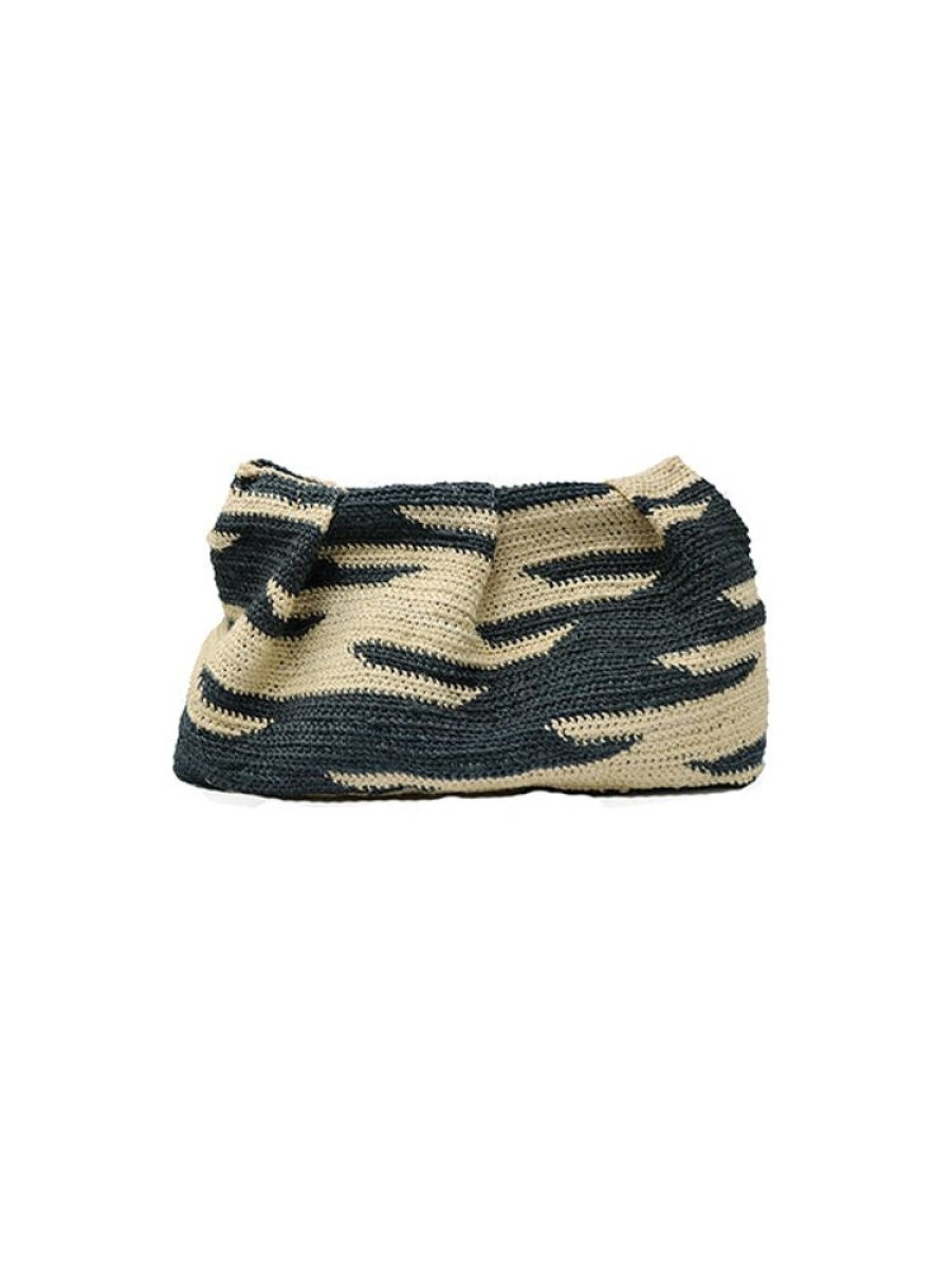 SENSI STUDIO Sisal Medium Pouch In Natural/Black