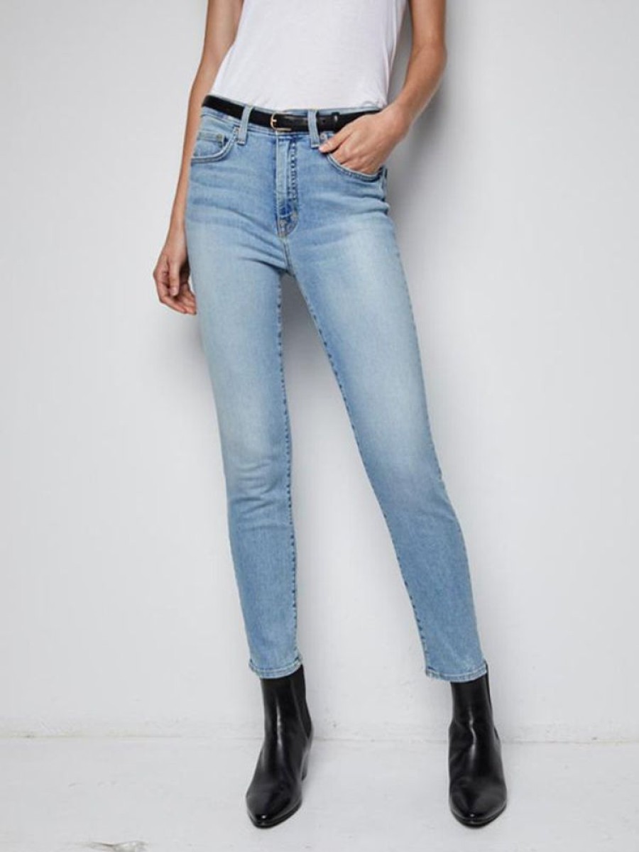 NILI LOTAN Mid Rise Jean In Light Blue