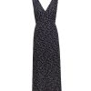 RIXO Sandrine Dress In Mini Navy Polka Dot