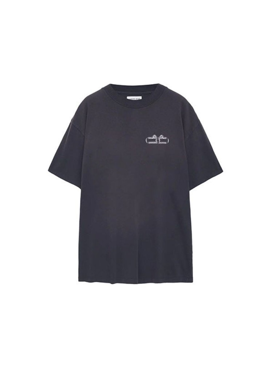 ANINE BING Ashton Tee Serpent In Washed Faded Black