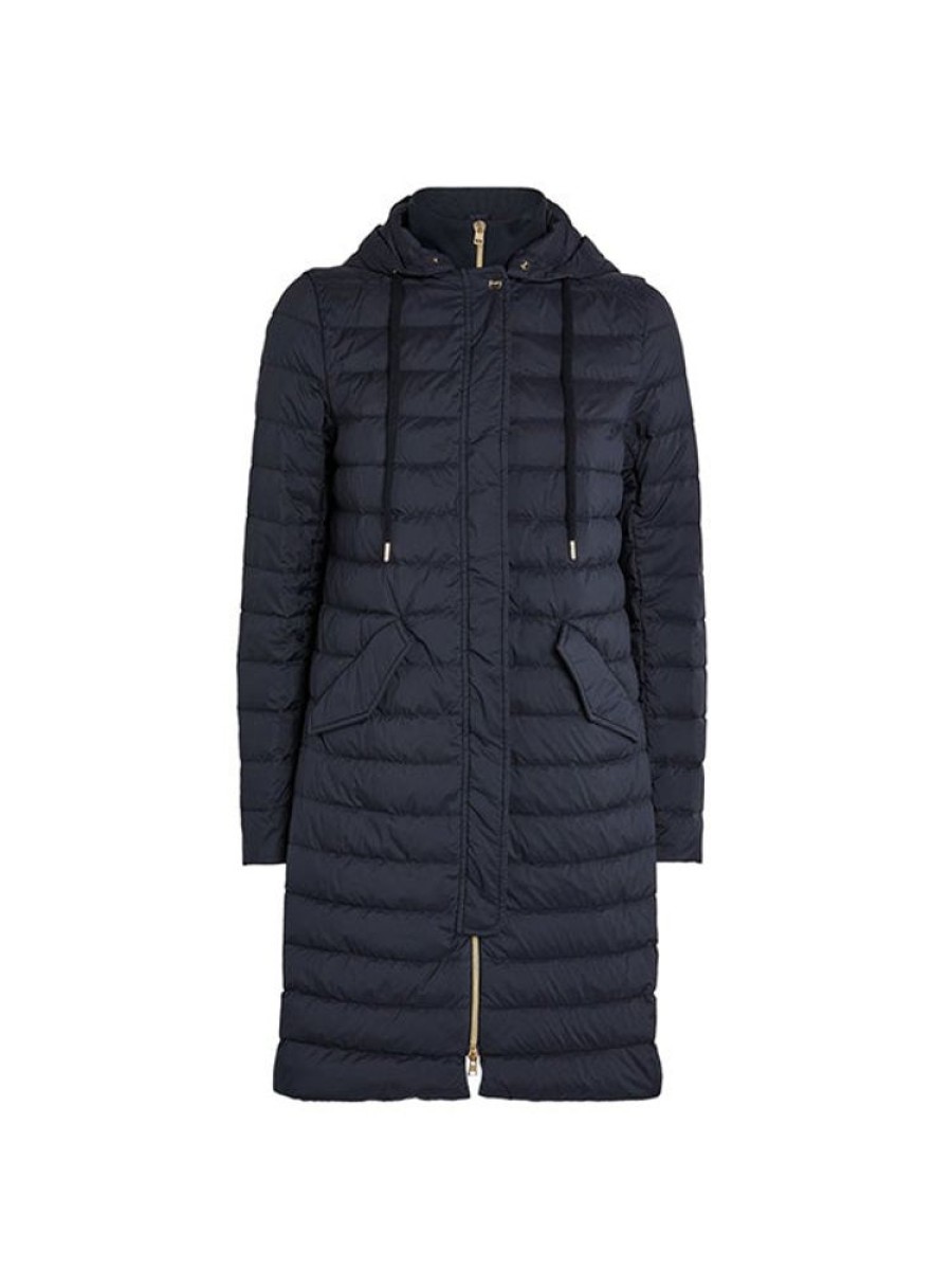 HERNO Longline Puffer Jacket In Blu