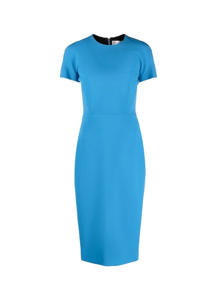 VICTORIA BECKHAM T-Shirt Fitted Dress In Azure Blue