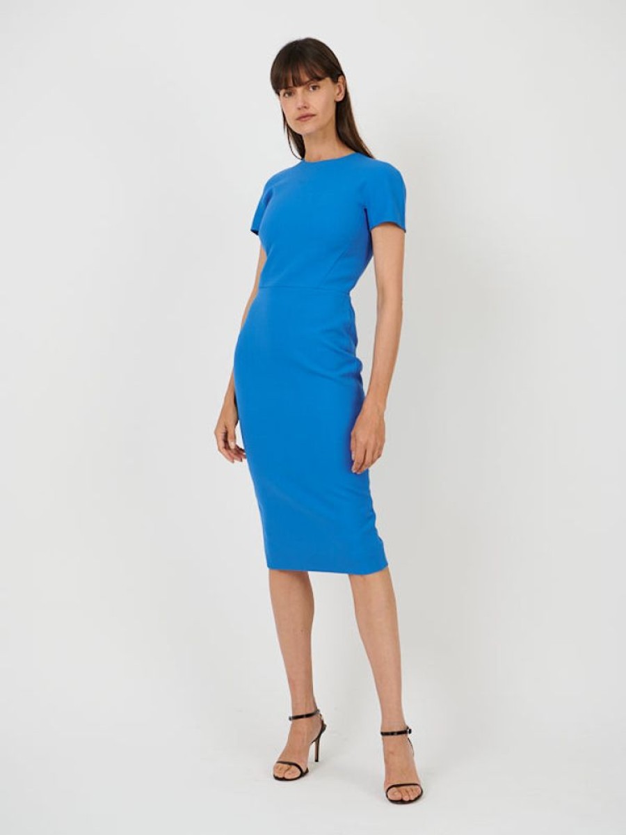 VICTORIA BECKHAM T-Shirt Fitted Dress In Azure Blue