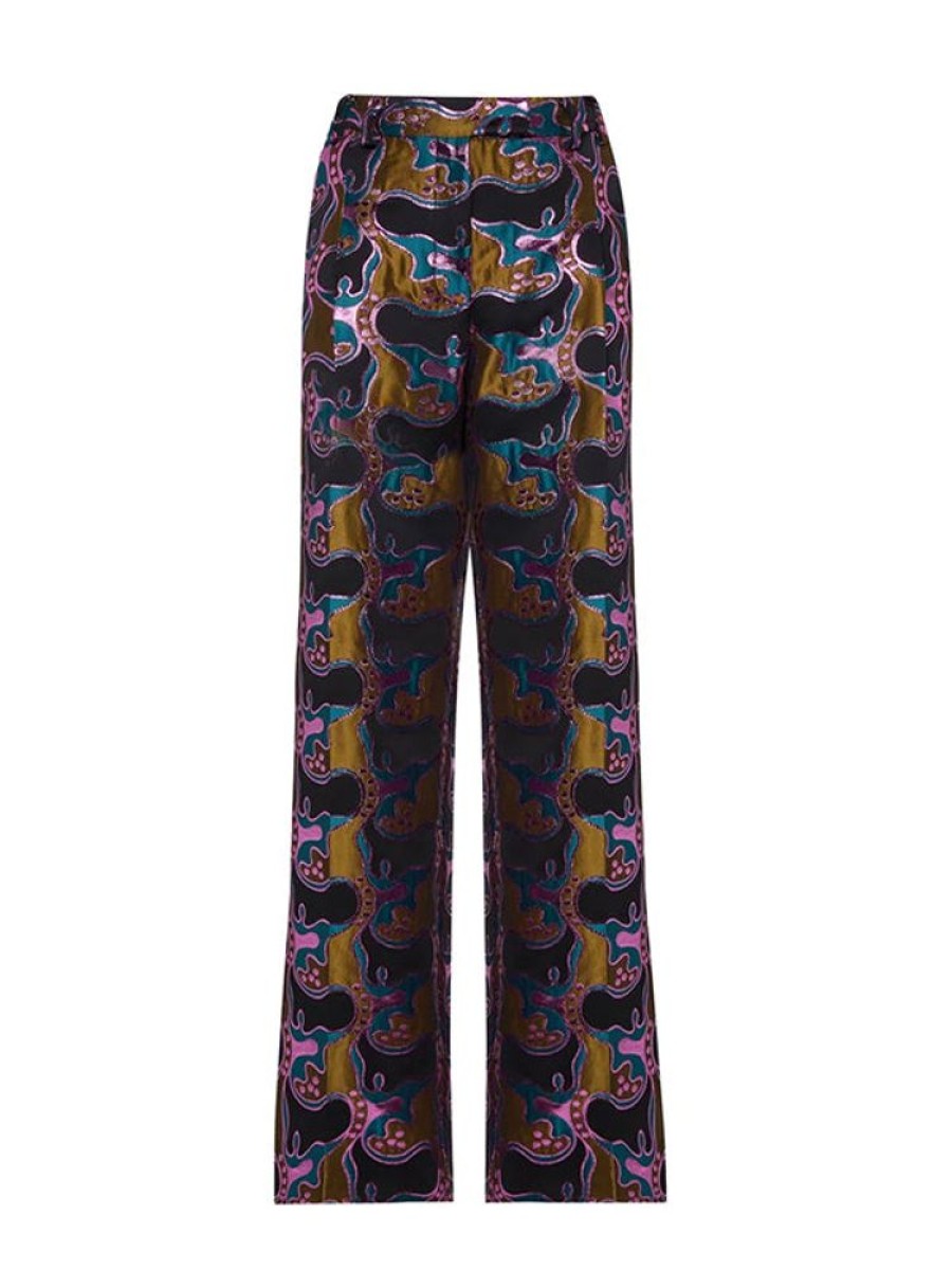 LA DOUBLEJ La Comasca Pants In Jacquard Spritz Blue Petrol