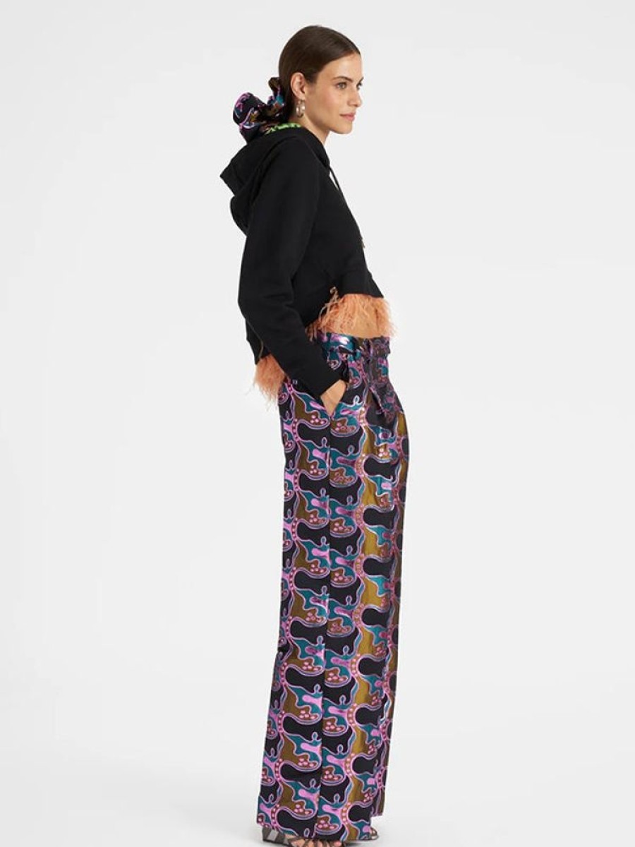 LA DOUBLEJ La Comasca Pants In Jacquard Spritz Blue Petrol