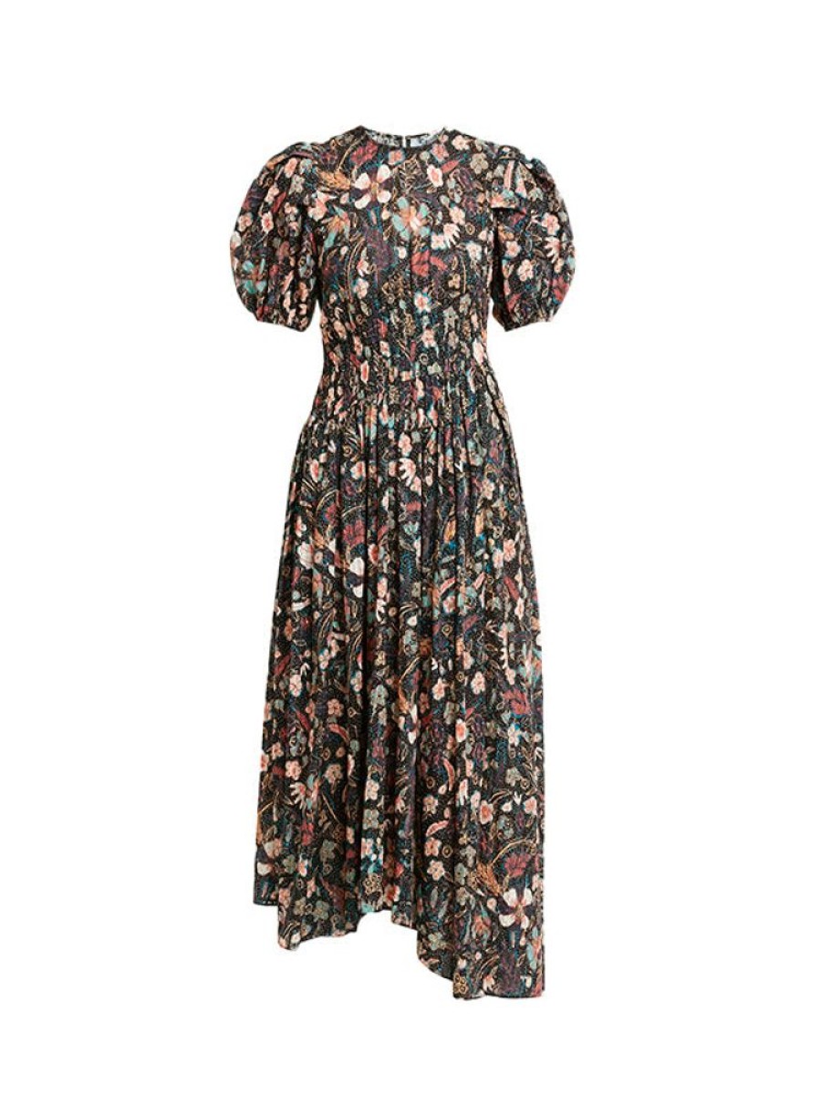 ULLA JOHNSON Eden Dress In Obsidian Botanica