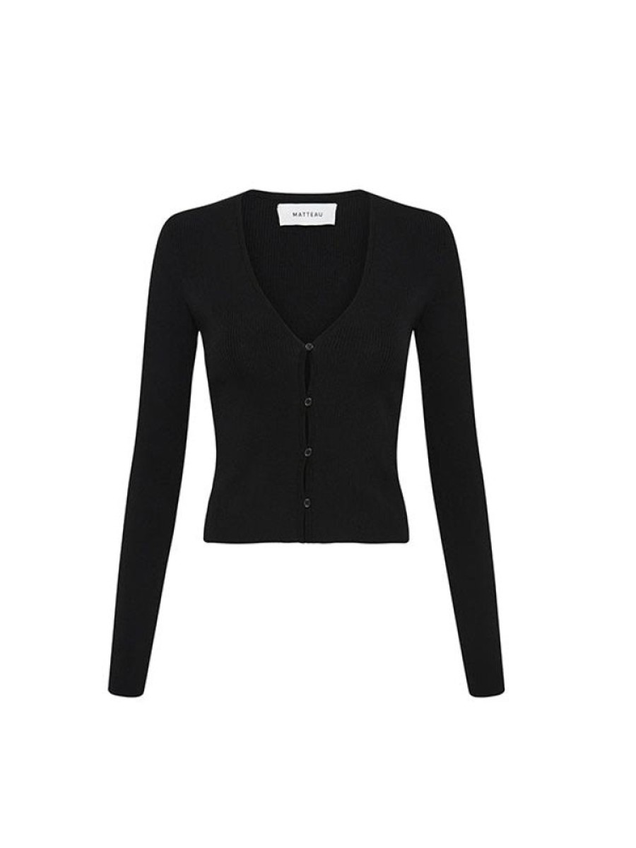 MATTEAU Button Up Cardigan In Black