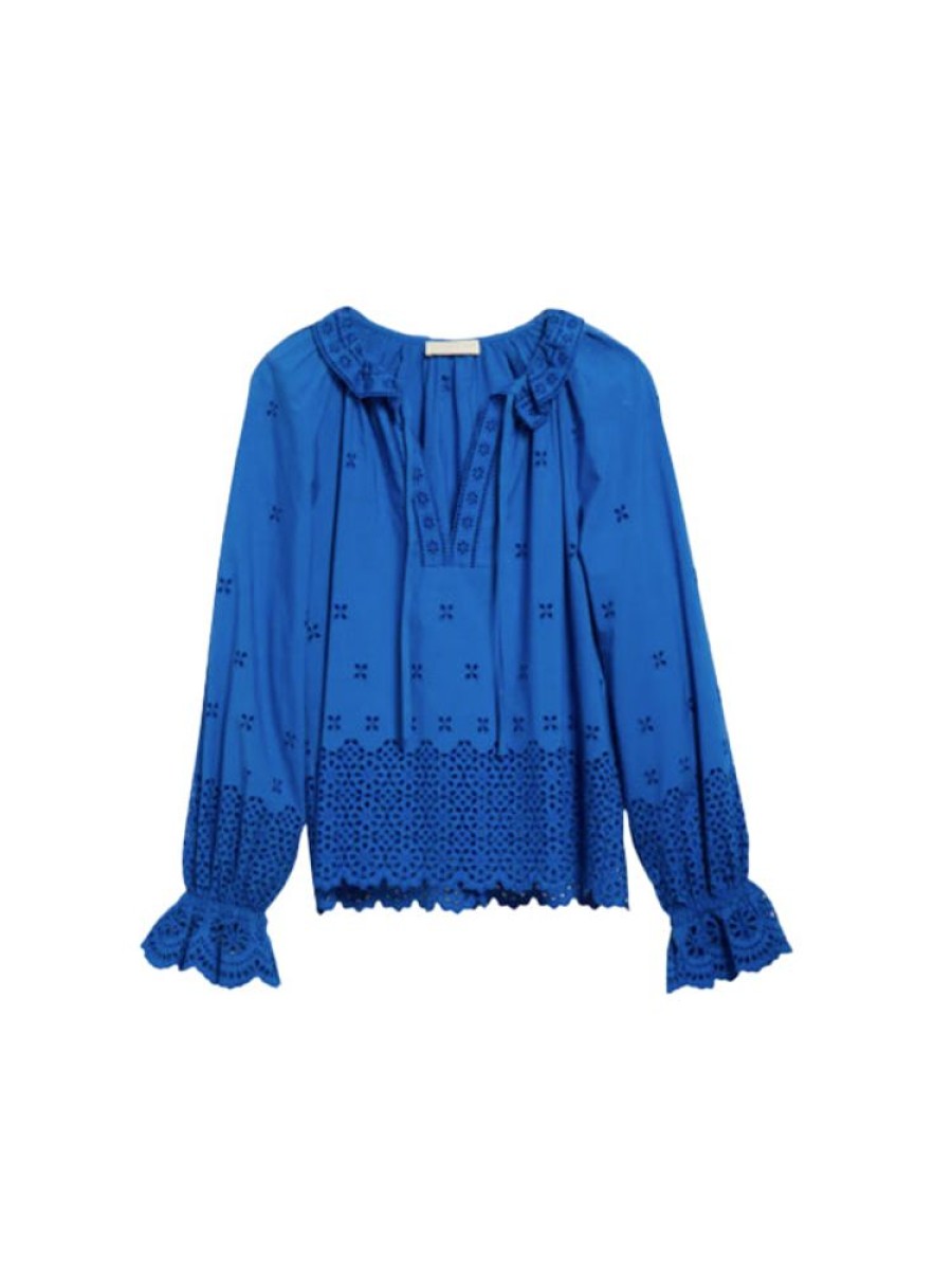 ULLA JOHNSON Alora Blouse In Cobalt