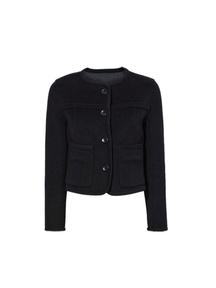 PROENZA SCHOULER WHITE LABEL Melton Double Face Jacket In Black/Steel