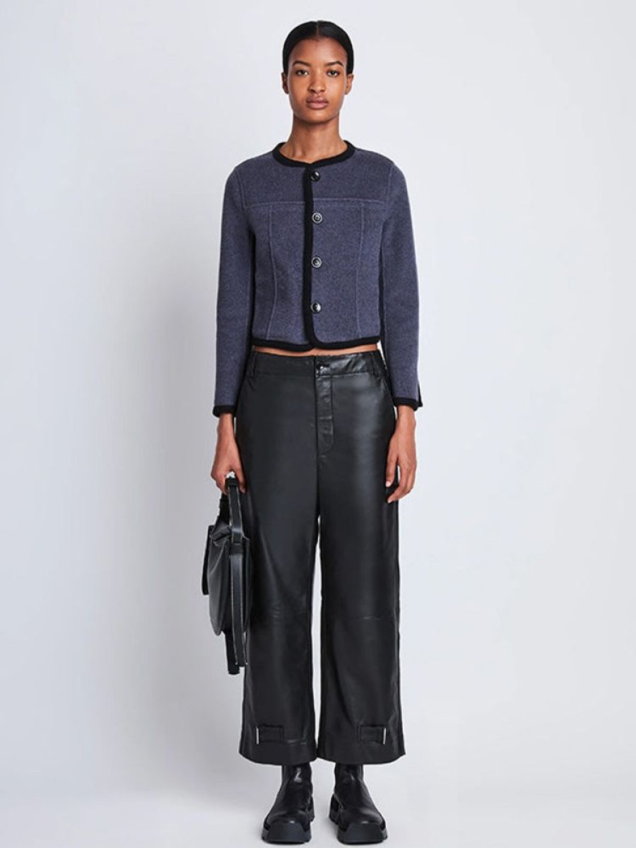 PROENZA SCHOULER WHITE LABEL Melton Double Face Jacket In Black/Steel