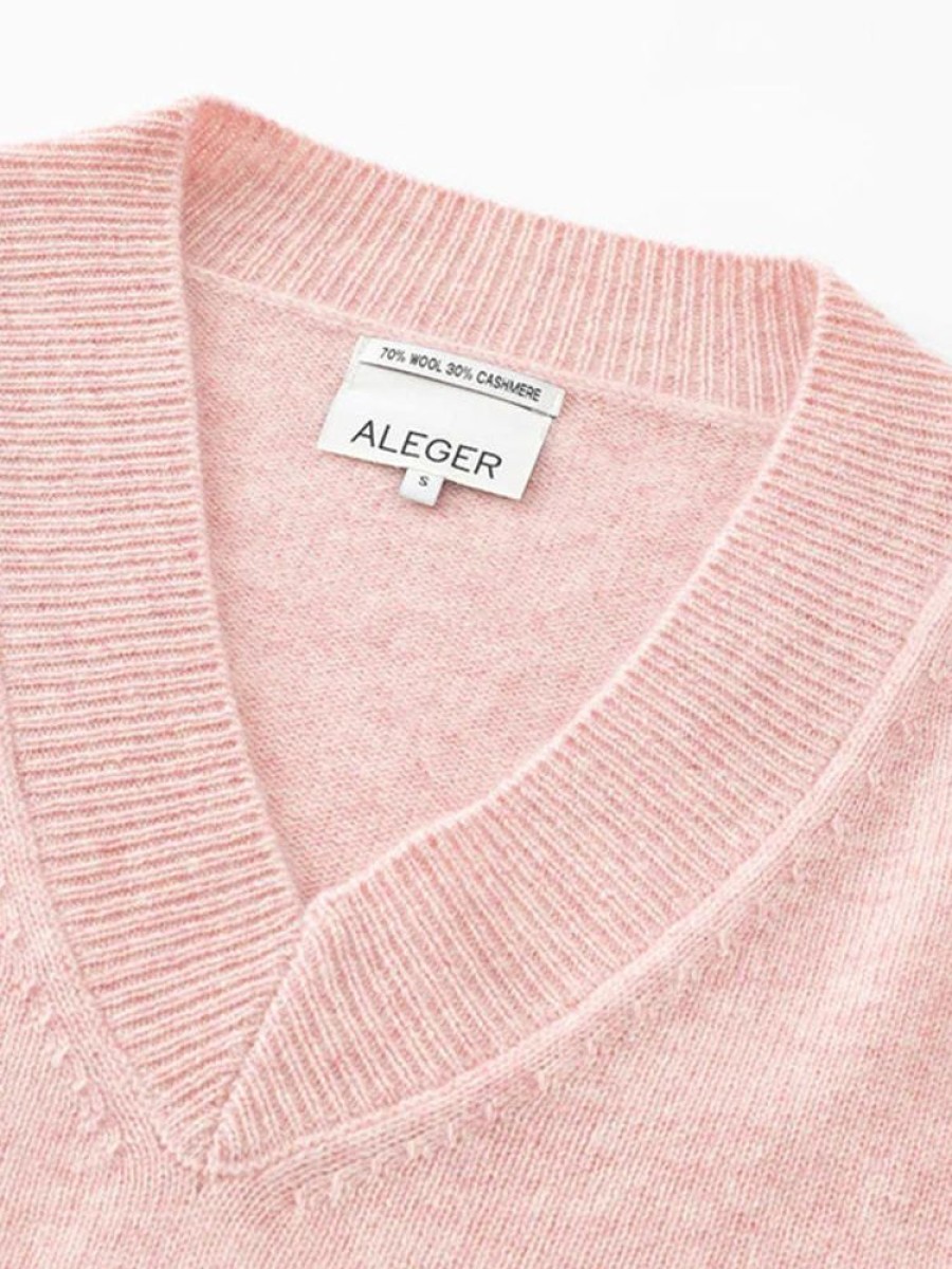 ALEGER CASHMERE N.84 Cashmere Oversized V-Neck In Rose