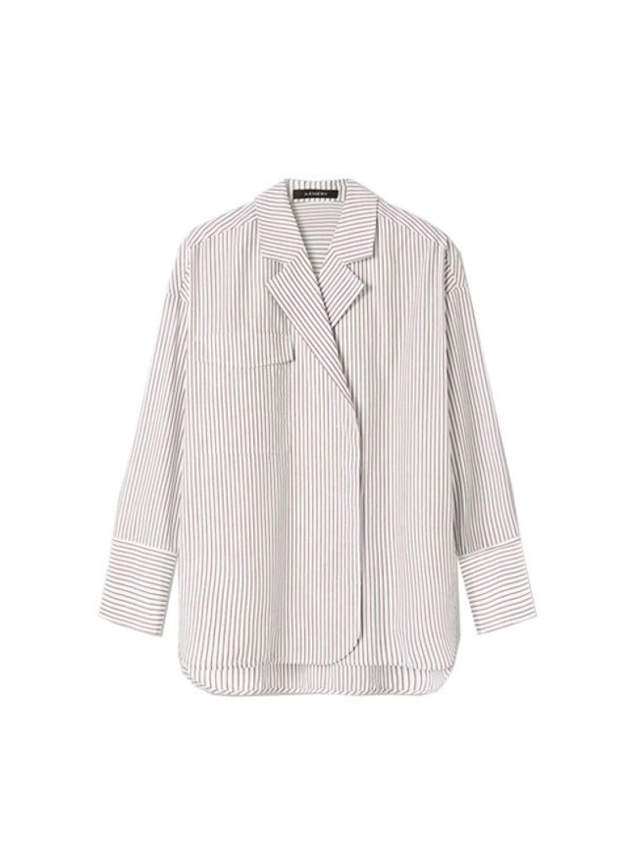 A.EMERY The Agnes Wrap Shirt In Acorn Stripe