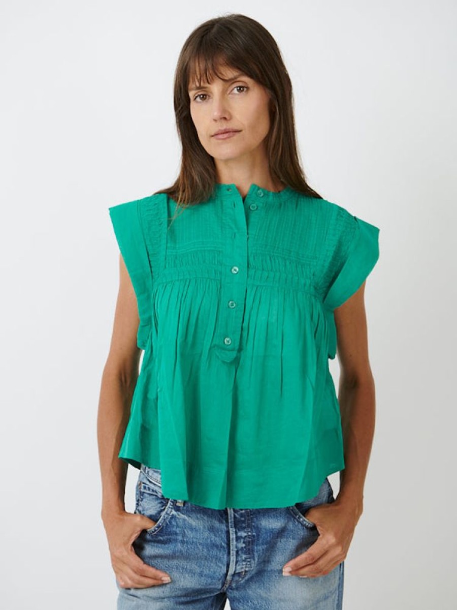 ISABEL MARANT ETOILE Leaza Top In Emerald