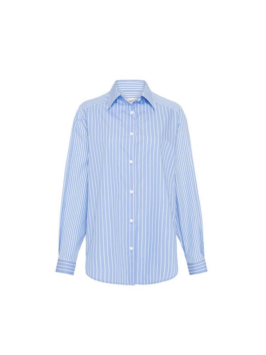 MATTEAU Contrast Stripe Shirt In Sky Stripe